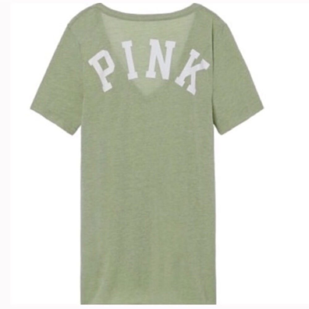 VS Pink Green Perfect V Neck Tee S
